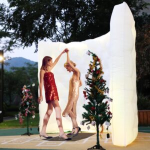 Inflatable Photo Booth Wall with Led Lights(White,8.2 x 4 x 8.2FT) With Blower