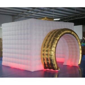 Inflatable Photo Booth Enclosure(White, Gold11.5x9.2x8.2ft) With Blower