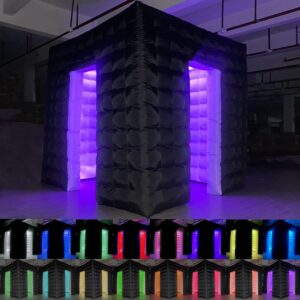 8.2FTx8.2FTx8.2FT Black Inflatable Photo Booth 16 Colors LED with Blower